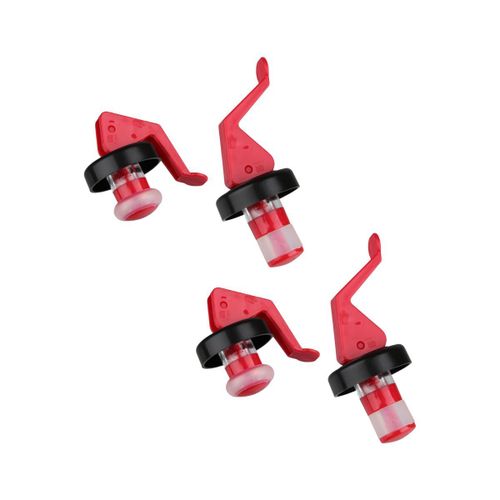 Fackelmann 9901650 Lot De 4 Bouchons À Levier, Bouchon À Levier, Bouchon Réutilisable Pour Bouteille, Plastique, Rouge, 8 Cm