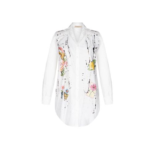 Chemise Blanche, Chemise À Manches Longues, Chemise À Col, Chemise Florale Blanche, Élégance Sans Effort : Femme, Chemise Pour Style Classique Et Polyvalence
