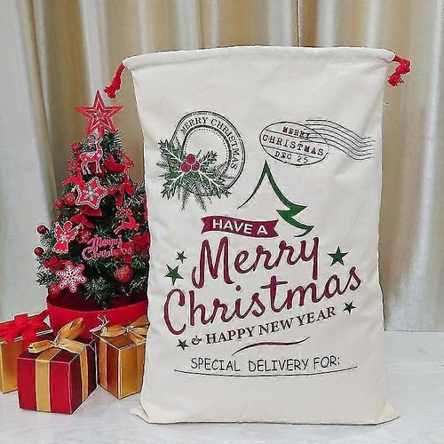 Noël Jumbo Gift Bag Canvas Large Xmas Package Drawstring Sack Sac de rangement
