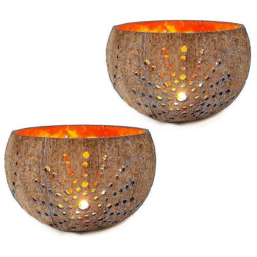 Bougeoir en coquille de noix de coco compatible avec Tealight Petit pilier Bougie rustique
