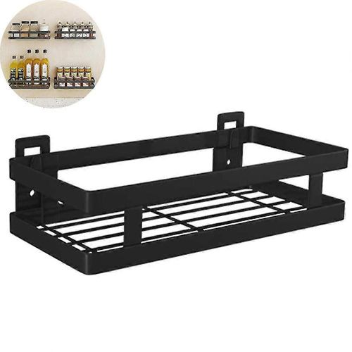 Panier de douche Caddy Rectangle Petit, Étagère De Douche En Acier Inox, Enduite De Poudre Noire