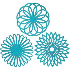 Tapis Trivet En Silicone, Ensemble De 3 Trivets Chauds Multi-Usages Finement Sculptés Pour Plats Chauds, Tapis De Cuisine, Tapis De Table, Antidérapants Flexibles Isolés Et Hea