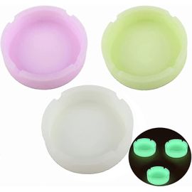3 Pack Luminous Silicone Ashtray Premium Silicone Caoutchouc Haute Température Résistant à la chaleur Rond Design Cendrier Durable Glow In Dark