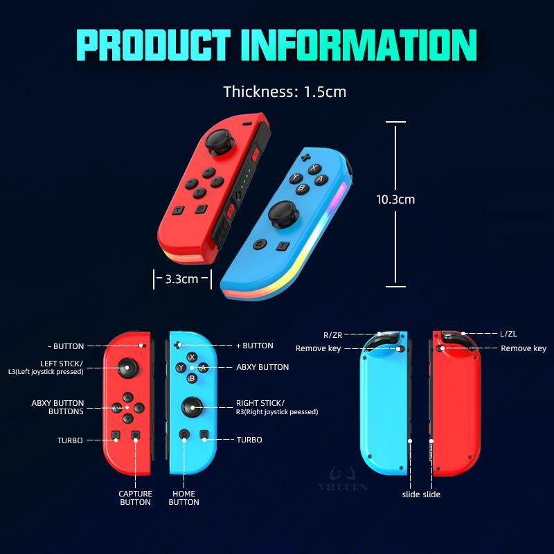 Paire De Contrleurs Manettes Sans Fil Compatibles Nintendo ... - 5