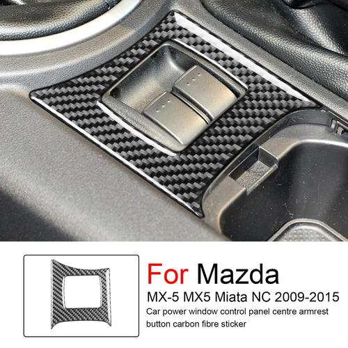 Pour Mazda Mx-5 Mx5 Ata Minc 2009-2015 Panneau De Commande De Fenêtre D'alimentation De Voiture Bouton D'accoudoir Central Autocollant En Fibre De Carbone Accessoires Auto