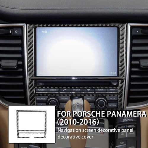 Panneau De Décoration D'écran De Navigation En Fibre De Carbone Véritable, Revêtement Kiev Illage, Autocollant D'accessoires Intérieurs De Voiture, Porsche Panamera 2010-2016