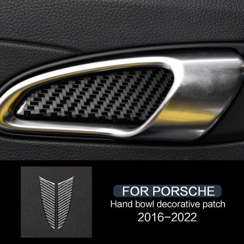 Patch De Décoration De Bol De Poignée De Porte En Fibre De Carbone, Autocollants De Voiture Pour Porsche 2016-2022, 718, 982, Cayman, Gt4, Boxster, Gts, Pièces Intérieures