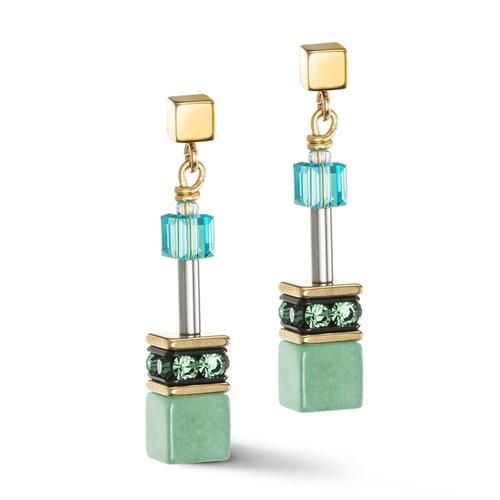 Boucles D'oreille Coeur De Lion Geocube® Iconic Precious Vert-Turquoise