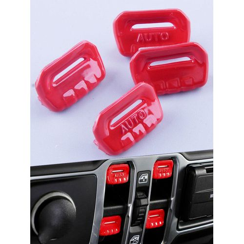 Couvercle De Bouton Interrupteur De Lève-Vitre De Voiture, 4 Pièces, Couvercle De Commande De Fenêtre Intérieur De Voiture, Capuchon De Décoration Rouge Pour Jeep Wrangler Jl Jt 2018 +
