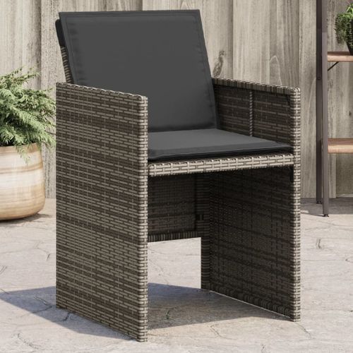 Vidaxl Chaises De Jardin Avec Coussins Lot De 4 Gris Résine Tressée
