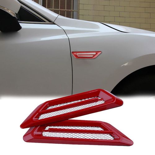 Autocollants De Couverture De Ventilation D'admission, 2 Pièces, Autocollant Rouge Universel De Couverture De Ventilation De Garde-Boue Latéral De Voiture