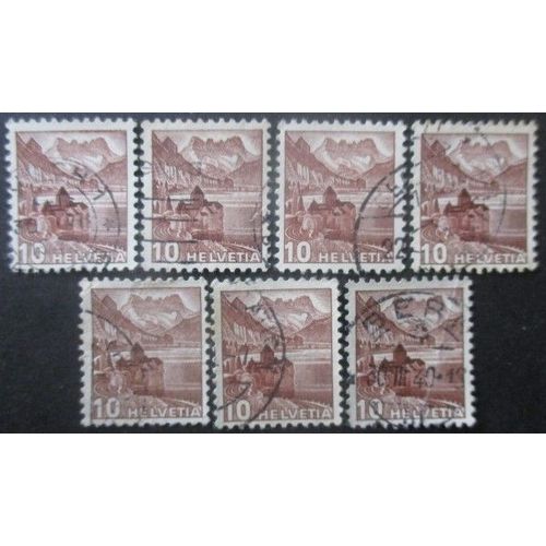 Suisse N°348 X 7 Oblitéré