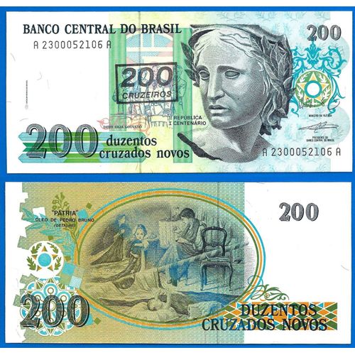 Bresil 200 Cruzeiros 1990 Sur 200 Cruzados Nouveaux Serie A Billet Neuf Brasil Brazil Amerique