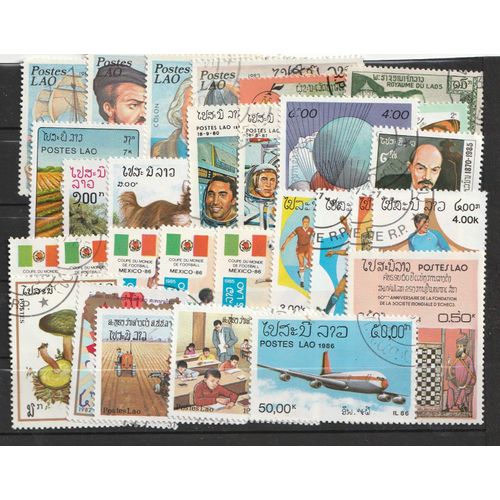 Timbres Laos 30 Valeurs Oblitérées °