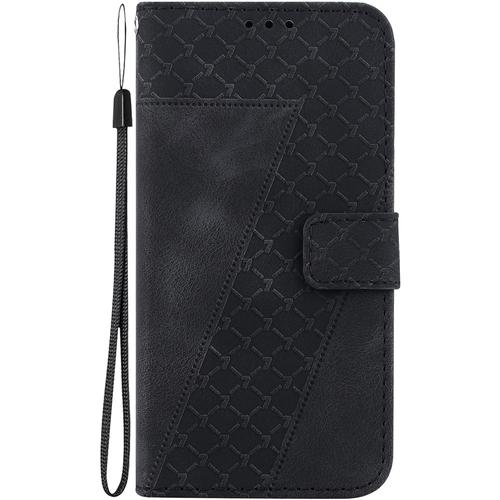 Hcyc Coque Pour Samsung Galaxy Note 20 Ultra, Noir Gaufrage Housse De Protection Anti-Choc Avec [Magnétique] [Carte Fentes] Etui Samsung Note 20 Ultra Coque À Rabat Pochette Portefeuille En Cuir Pu