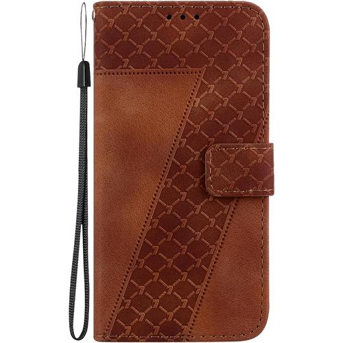 Hcyc Coque Pour Samsung Galaxy Note 20 Ultra, Brun Gaufrage Housse De Protection Anti-Choc Avec [Magnétique] [Carte Fentes] Etui Samsung Note 20 Ultra Coque À Rabat Pochette Portefeuille En Cuir Pu