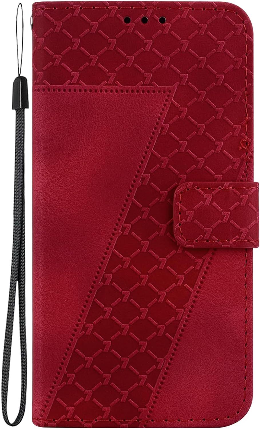 Hcyc Coque Pour Samsung Galaxy S21 Ultra Rouge Gaufrage Housse De Protection Anti-Choc Avec Magnétique Carte Fentes Etui Samsung Galaxy S21 Ultra Coque À Rabat Pochette Portefeuille En Cuir Pu