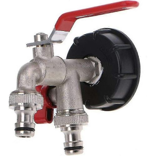 robinet extérieur en laiton double robinet de vidange de sortie, double vannes 1/2 « diamètre de sortie 1/2 », diamètre d¿entrée 60mm, raccord rapide de sortie pour adaptateur de réservoir, Ga