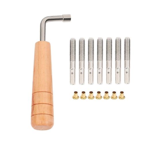 7 Pcs Goupilles D¿Accord Avec Clé D¿Accord En Forme De L Pour Les Cordes De Harpe Lyre Et D¿Autres Instruments À Cordes Primitifs