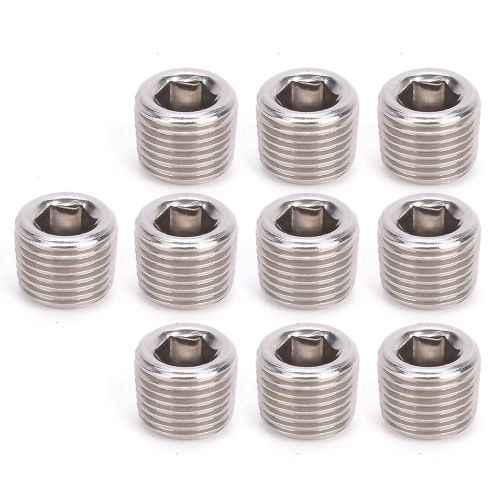 10pcs 304 Raccord De Tuyauterie En Acier Inoxydable Tête De Bouchon Filetage Mâle BSPP Tête De Bouchon Hexagonal1/8in