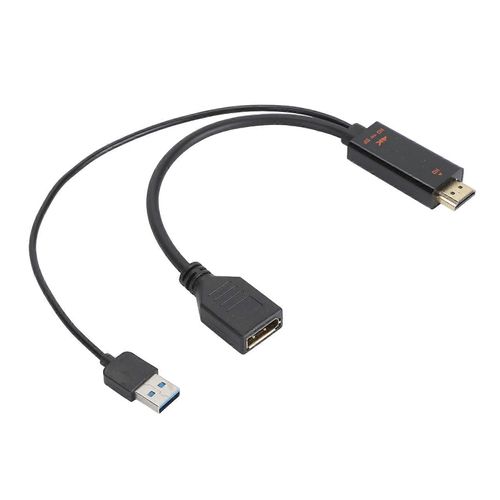 Adaptateur de câble d¿interface multimédia HD vers DisplayPort avec alimentation USB 3840x2160 60Hz 9,8 pouces de longueur Câble adaptateur vidéo