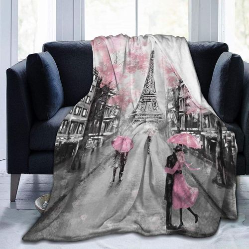 Couverture,Peinture À L'huile Paris Ville Européenne Paysage France Tour Eiffel Noir Blancs