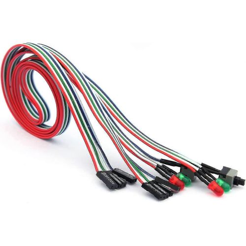 2pcs 3 en 1 Interrupteur d¿alimentation Pc Reset Switch Cable Power Supply Switch avec cordon de câble LED / 50cm