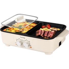 APPAREIL A FONDUE CHINOISE HOT POT ET BARBECUE ELECTRIQUE 220V HOTPOT ÉLECTRIQUE BARBECUE CORÉEN DE TABLE INTERIEUR SANS FUMÉE (PETIT)[GAU620104]