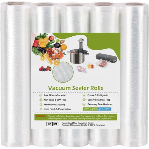 SAC SOUS VIDE ALIMENTAIRE ROULEAU - 5 ROULEAUX 25CMX300CM FILM SOUS VIDE ALIMENTAIRE POUR SACS CONGELATION POCHE MISE SOUS VIDE CUISSON SACHET MACHINE SOUS VIDE ALIMENTAIRE SANS BP[GAU620957]