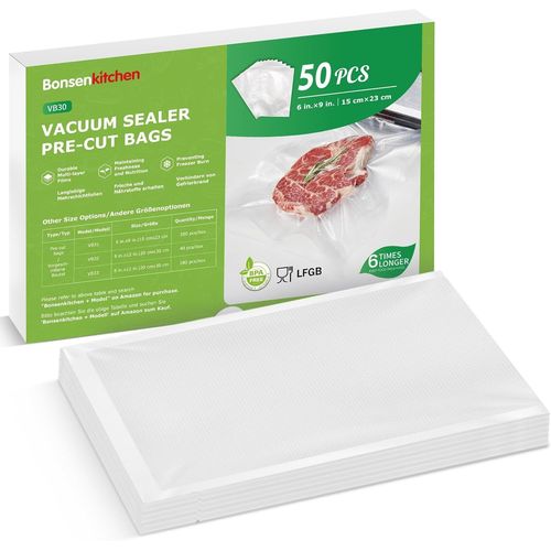 SACS SOUS VIDE ALIMENTAIRE, 50 SACS 15 X 23 CM, ADAPTÉS À TOUTES LES MACHINES SOUS VIDE, SOLIDES ET RÉSISTANTS AUX DÉCHIRURES, SANS BPA, VB30[GAU620343]