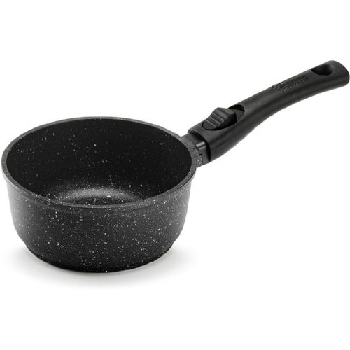 Pcui001006 - Casserole Fonte D'aluminium Premium Ø20cm - Revêtement Anti-Adhésif Façon Pierre Manche Amovible - Tout Feu Dont Induction, Noir[Gau621243]