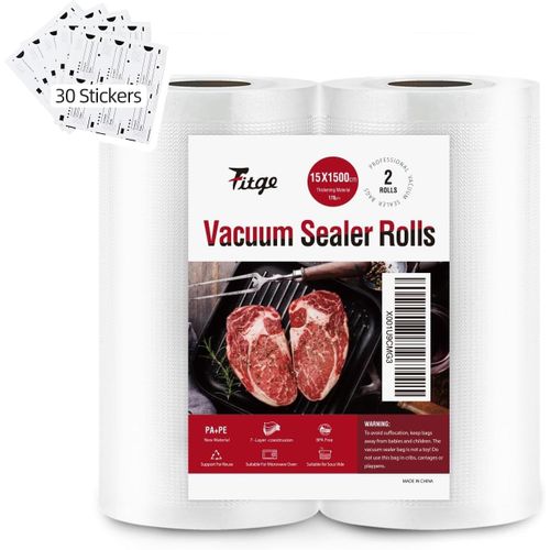 2 ROULEAUX DE 15 X 1500 CM ROULEAU SOUS VIDE ALIMENTAIRE,170µM SAC SOUS VIDE ALIMENTAIRE,170µM SAC SOUS VIDE POUR LA CONSERVATION DES ALIMENTS ET LA CUISSON, SANS BPA[GAU620677]