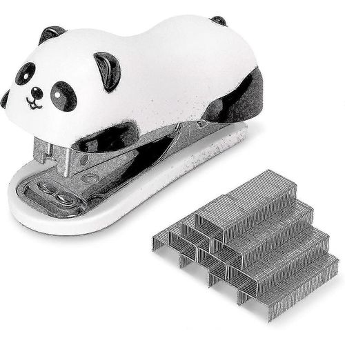 Mini Agrafeuse, Petite Agrafeuse Avec Agrafes 1000 Pcs Et Dissolvant D¿Agrafes Intégré Pour Les Enfants, Capacité De 12 Feuilles, Mignon Panda1pcs