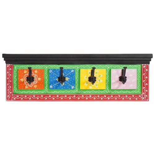 vidaXL Porte-manteau mural avec 4 crochets 80x25x2 cm Bois solide de mangue et bois reconstitué