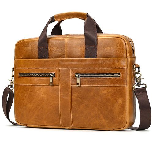 Luufan-Sac à main d'affaires en cuir véritable pour homme,sac pour ordinateur portable 15 "",étui à bombes pour homme,sac pour document A4,message lancé,sac - Design1-light brown