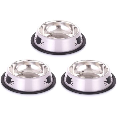 Shiba-3 Pièces Gamelle Chat, Bol Chat, Antidérapant Bol Chat, Bol Pour Chat En Acier Inoxydable, Pour Les Chats De Compagnie, Les [8