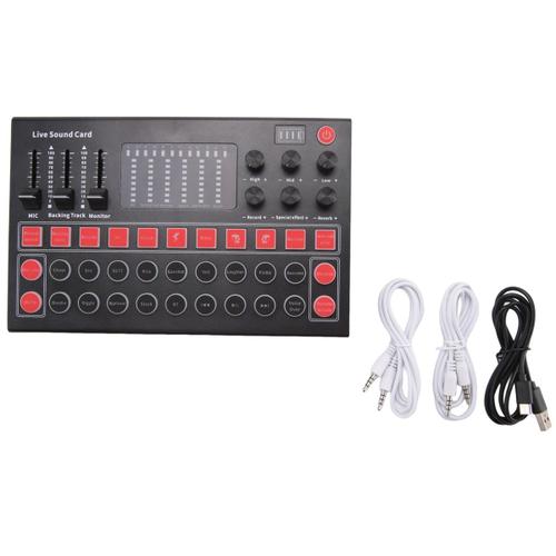 Carte Son M9 Table de Mixage Audio Console de Mixage Adaptateur Audio ÉQuipement de Diffusion en Direct Carte Son avec LumièRes ColoréEs