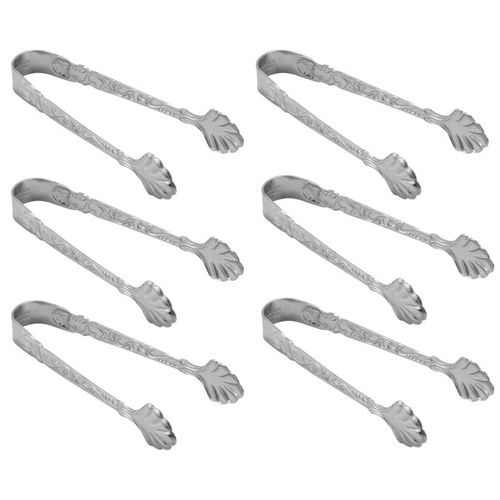 6 Pièces Séries Vintage Rose Relief En Acier Inoxydable Clips Carrés De Glace Pinces À Sucre Clips Aliments Cuisine Serviteur Articles De Bar Tong (Argent)