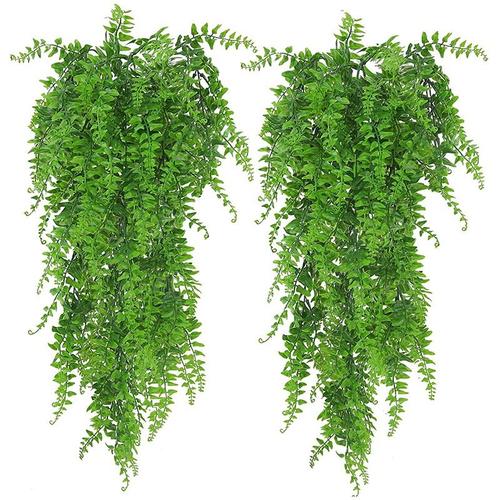 Paquet De 2 Plantes Suspendues Artificielles Faux Feuilles De Lierre Décoration Murale Pour Intérieur Extérieur, Verdure Décor À Faux Vigne