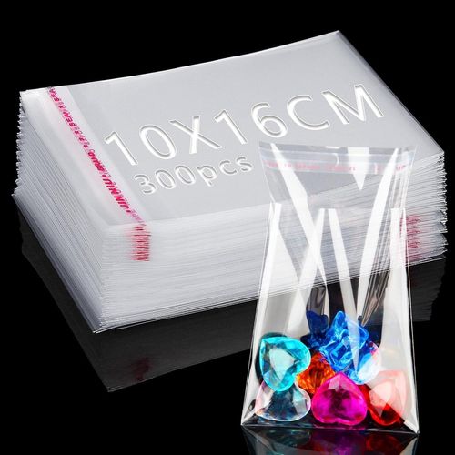 SHIBA-300 Pièces Sachet Cellophane Transparent avec Fermeture Adhésive 10x16cm Sachet Emballage Sachet Biscuit Transparent Petits [7