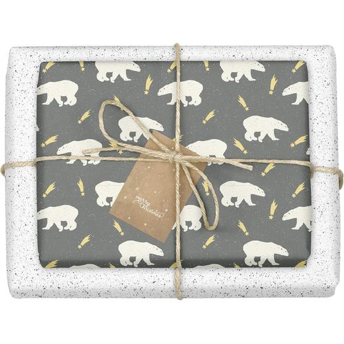 Shiba-Dabelino Lot De 4 Rouleaux De Papier Cadeau Écologique Pour Noël Pour Enfants Et Adultes : Ours Polaires / Pois (Noir, Blanc[6