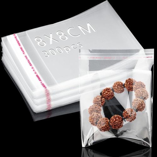 SHIBA-300 Pièces Sac Plastique Transparent 8x8 cm Sachet Cellophane Sacs Auto-adhésifs Plastique OPP Sachet Biscuit Sachet Emballa[6