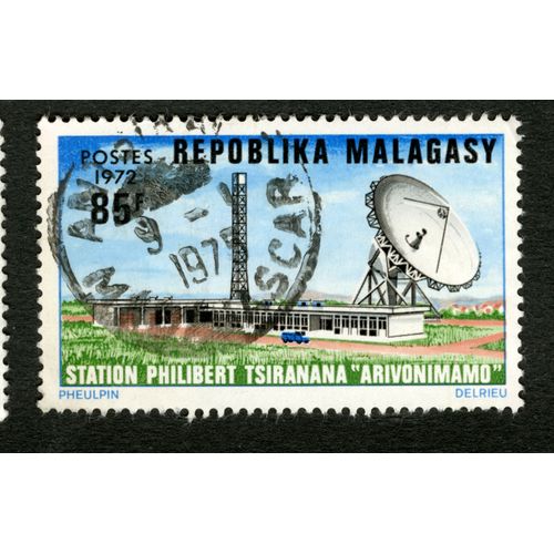 Timbre Oblitéré Repoblika Malagasy, Station Philibert Tsiranana Arivonimamo, 1972, 85 F