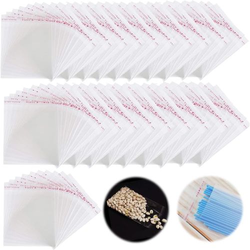 SHIBA-200 Pcs Sac Plastique Transparent 9x10+3cm Sachet Cellophane Sacs Auto-adhésifs Plastique OPP Sachet Biscuit Sachet Emballag[8