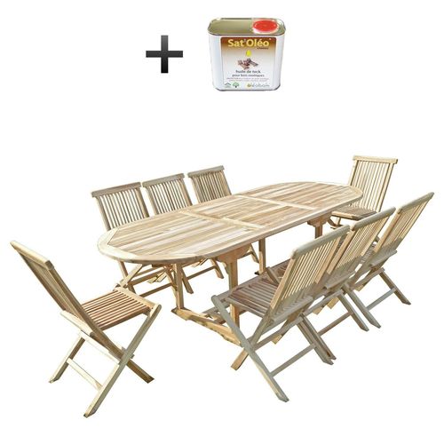 Ensemble Salon De Jardin En Teck Mahui 8 Chaises - Bundle Huile