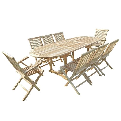 Ensemble Salon De Jardin En Teck Mahui 6 Chaises 2 Fauteuils