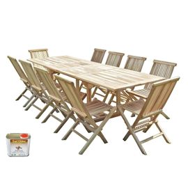 Salon De Jardin En Teck Batan 10 Chaises - Bundle Huile