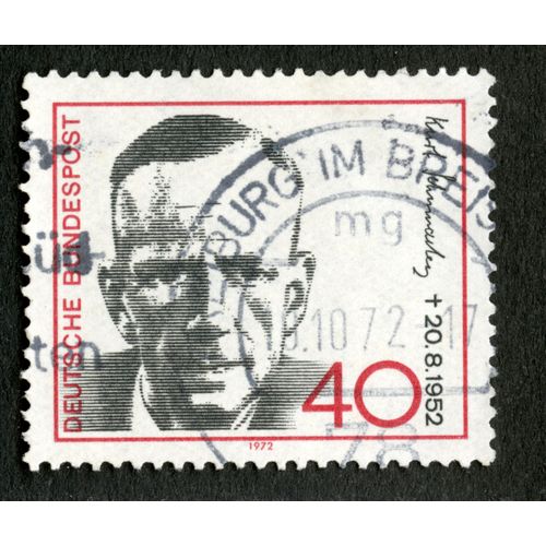 Timbre Oblitéré Deutsche Bundespost, Kurt Schumacher 20.08.1952, 40, 1972