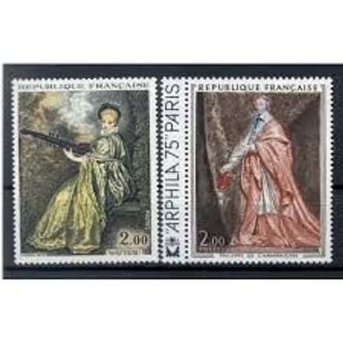 Art : "La Finette" De Watteau Et Philippe De Champaigne La Paire Exposition Philatélique "Arphila75" Année 1973 N° 1765 1766 Yvert Et Tellier Luxe