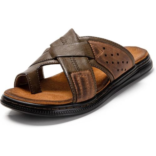 Sandales Homme Cuir Tongs Hommes Sandales D'été Sandale D'intérieur Bande Croisée Confortables Pour Mer Piscine Plage
